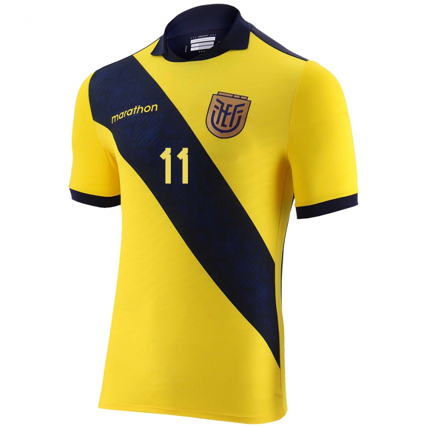 Herren Ecuador Ariel Mina #11 Gelb Heimtrikot Trikot 24-26 T-Shirt Österreich