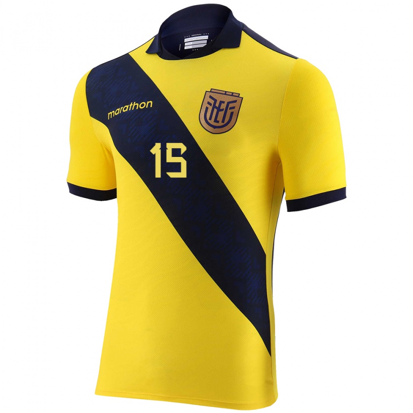 Herren Ecuador Nicole Charcopa #15 Gelb Heimtrikot Trikot 24-26 T-Shirt Österreich