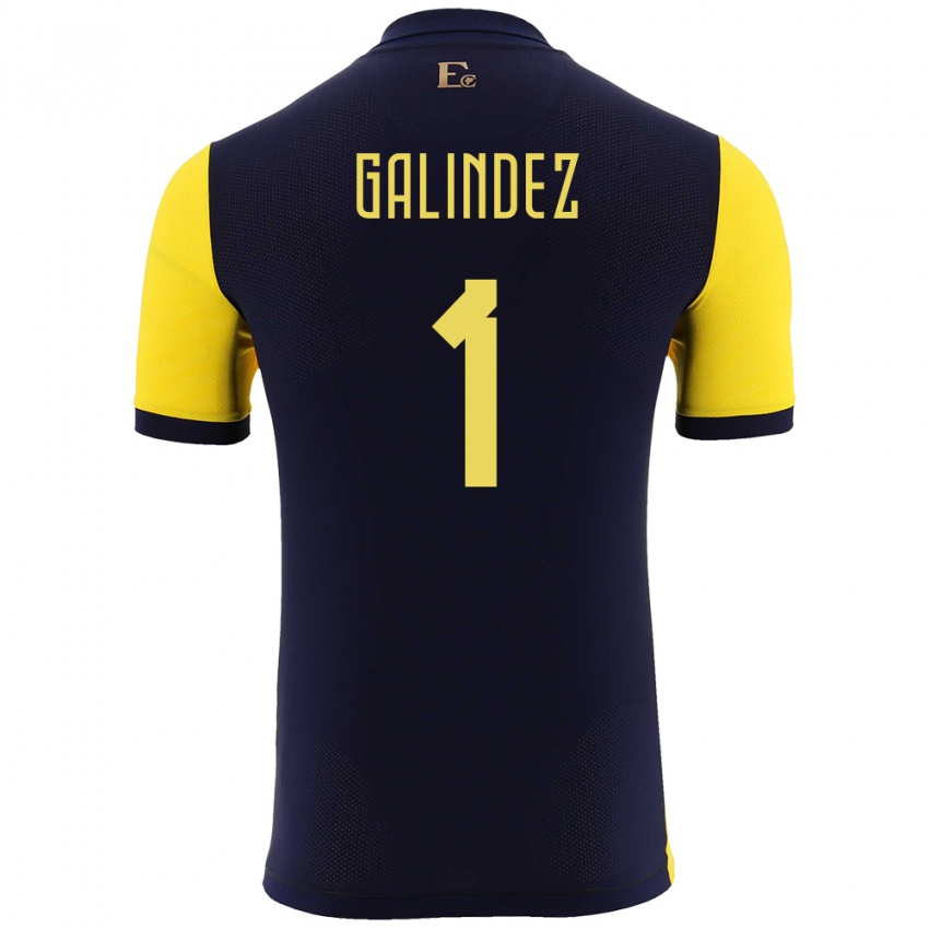 Herren Ecuador Hernan Galindez #1 Gelb Heimtrikot Trikot 24-26 T-Shirt Österreich
