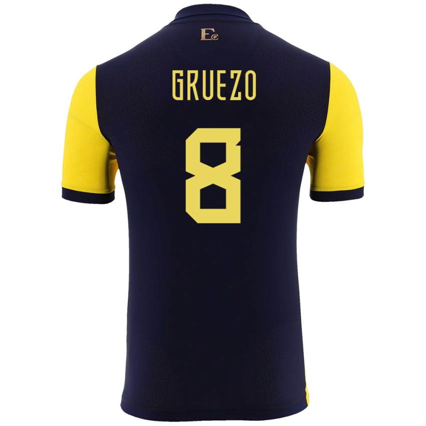 Herren Ecuador Carlos Gruezo #8 Gelb Heimtrikot Trikot 24-26 T-Shirt Österreich