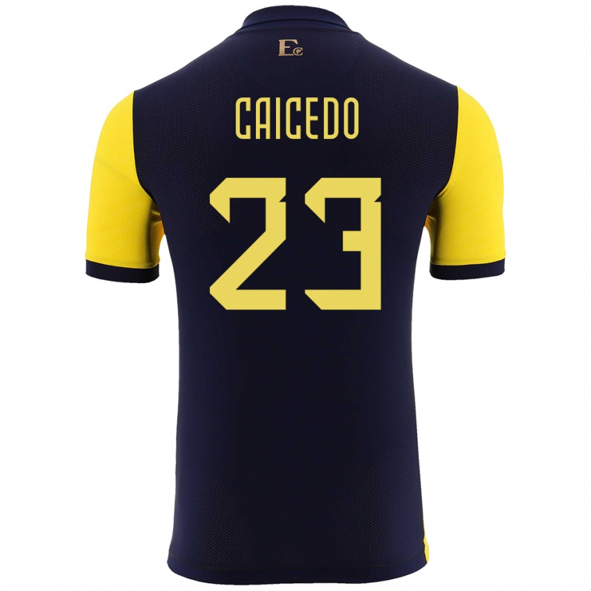 Herren Ecuador Moises Caicedo #23 Gelb Heimtrikot Trikot 24-26 T-Shirt Österreich