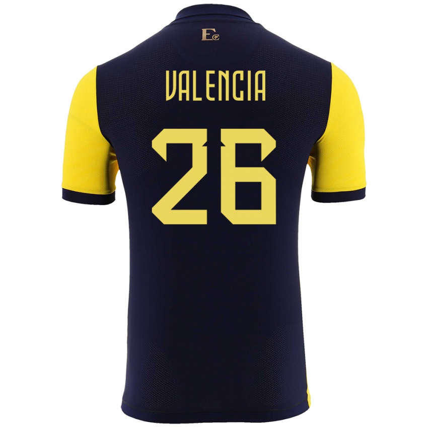 Herren Ecuador Anthony Valencia #26 Gelb Heimtrikot Trikot 24-26 T-Shirt Österreich