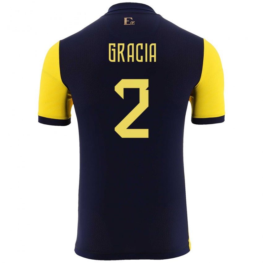 Herren Ecuador Ericka Gracia #2 Gelb Heimtrikot Trikot 24-26 T-Shirt Österreich