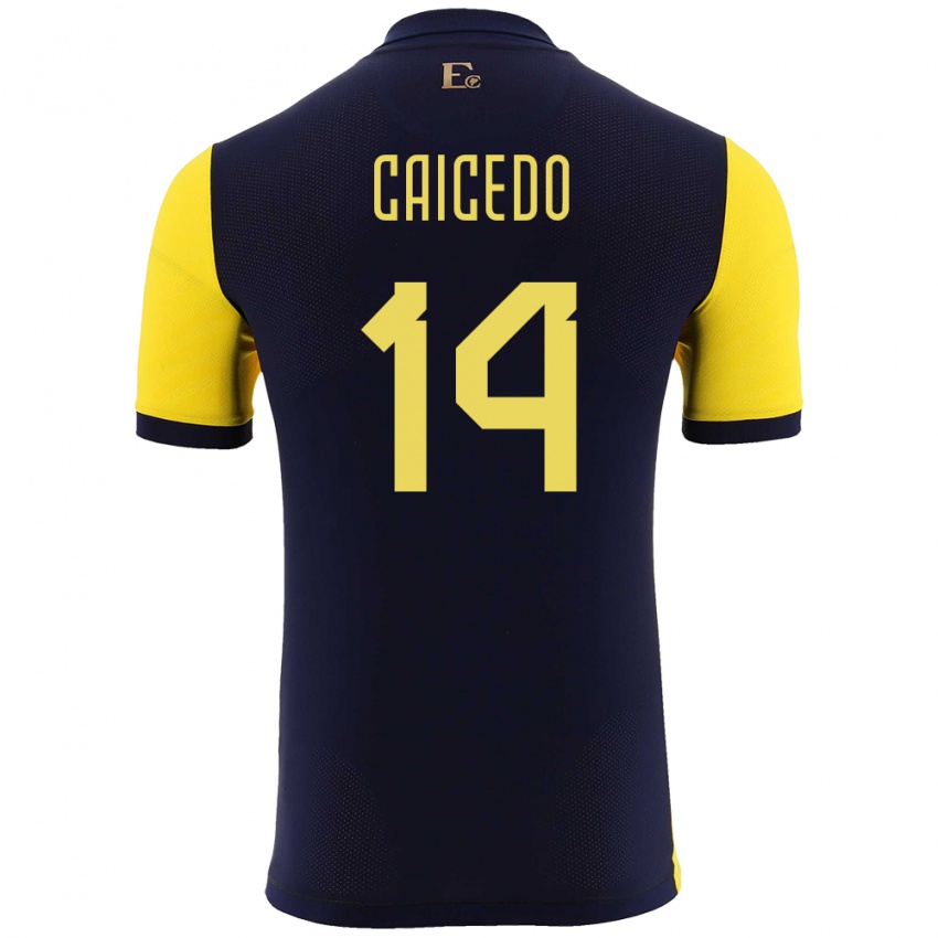 Herren Ecuador Carina Caicedo #14 Gelb Heimtrikot Trikot 24-26 T-Shirt Österreich