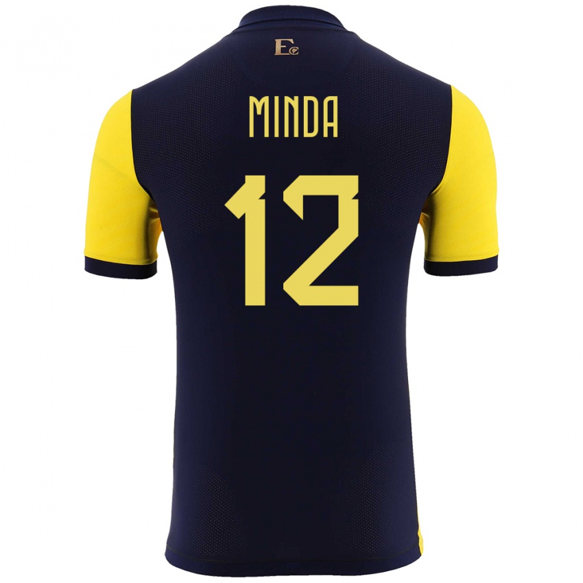 Herren Ecuador Ethan Minda #12 Gelb Heimtrikot Trikot 24-26 T-Shirt Österreich