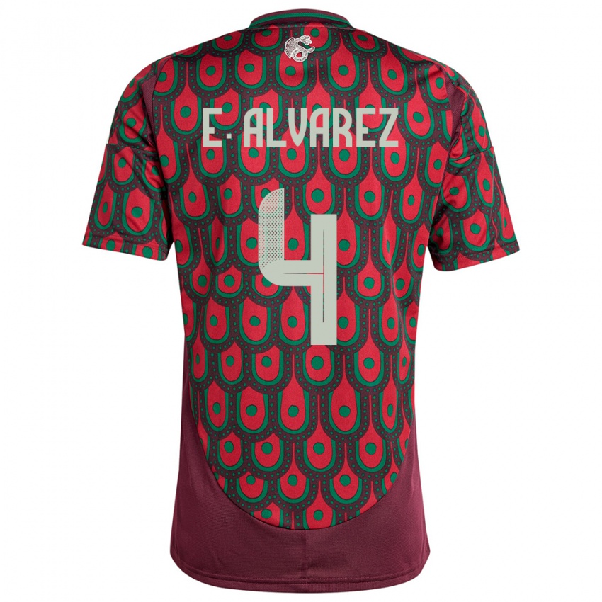 Herren Mexiko Edson Alvarez #4 Kastanienbraun Heimtrikot Trikot 24-26 T-Shirt Österreich