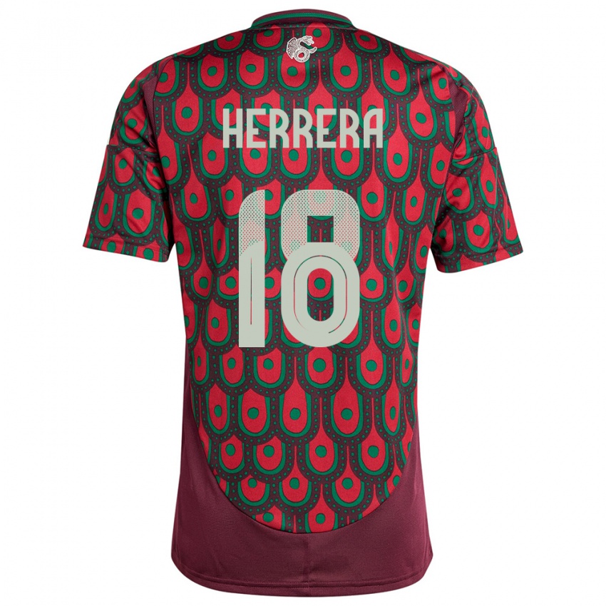 Herren Mexiko Ozziel Herrera #18 Kastanienbraun Heimtrikot Trikot 24-26 T-Shirt Österreich