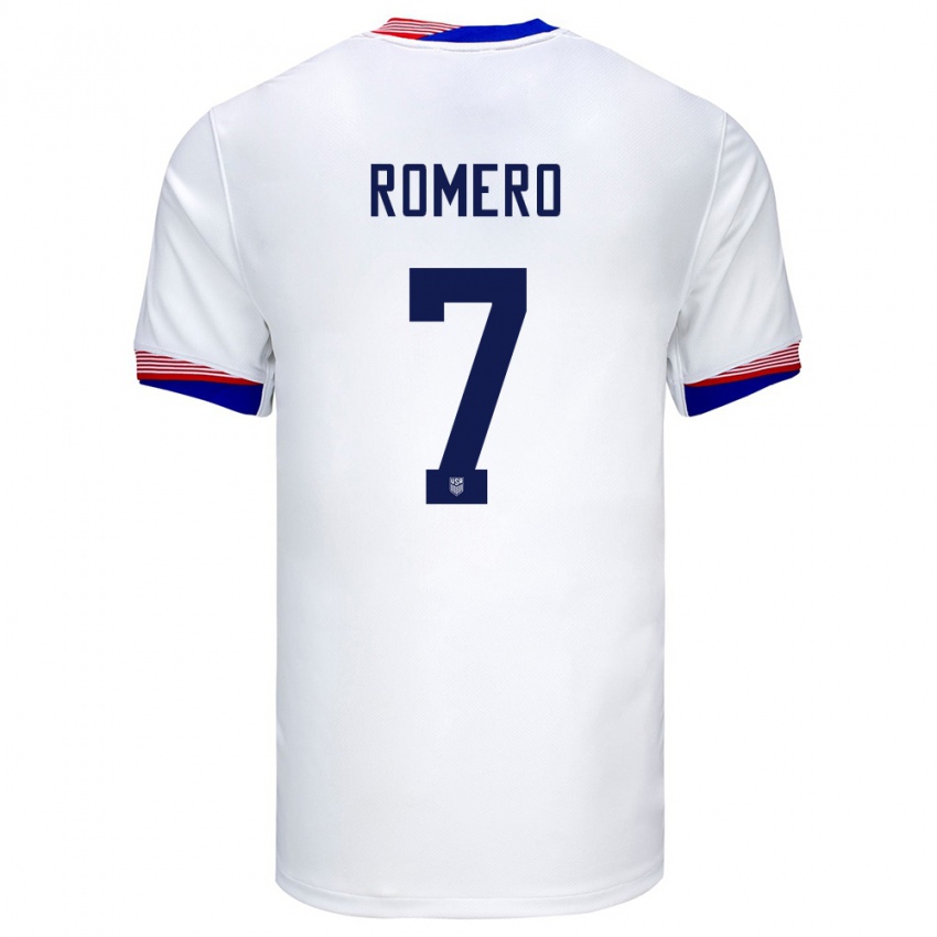 Herren Vereinigte Staaten Brian Romero #7 Weiß Heimtrikot Trikot 24-26 T-Shirt Österreich