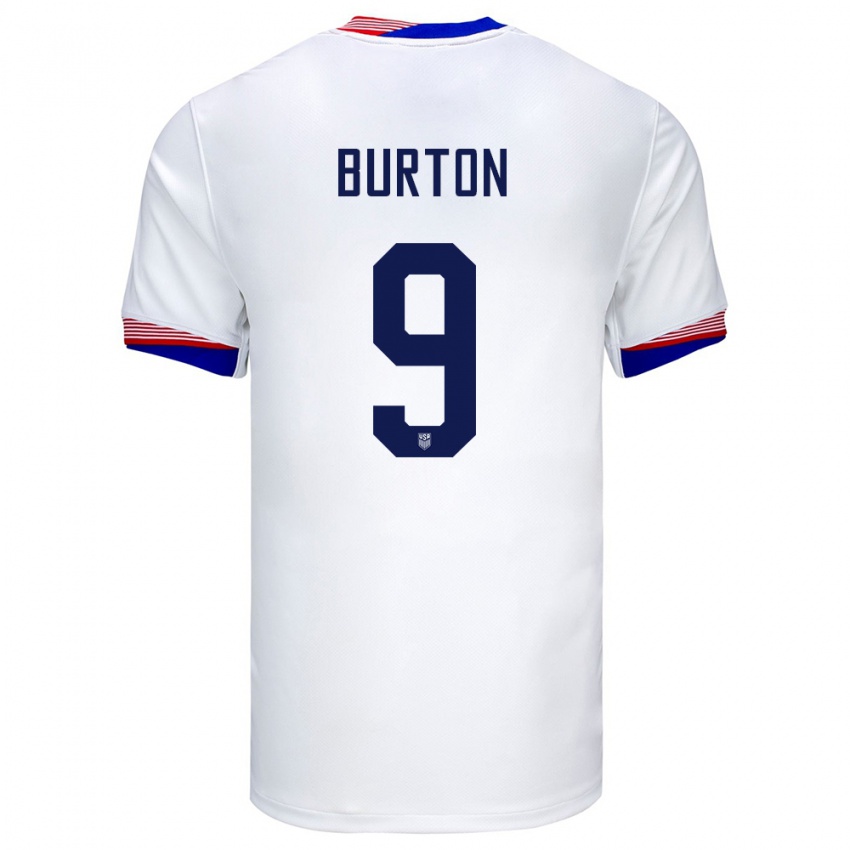 Herren Vereinigte Staaten Micah Burton #9 Weiß Heimtrikot Trikot 24-26 T-Shirt Österreich