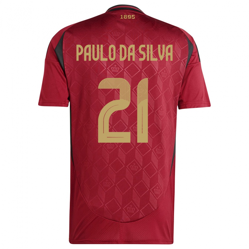 Herren Belgien Thiago Paulo Da Silva #21 Burgund Heimtrikot Trikot 24-26 T-Shirt Österreich