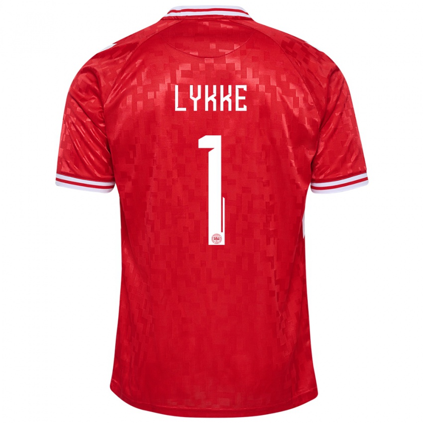 Herren Dänemark William Lykke #1 Rot Heimtrikot Trikot 24-26 T-Shirt Österreich