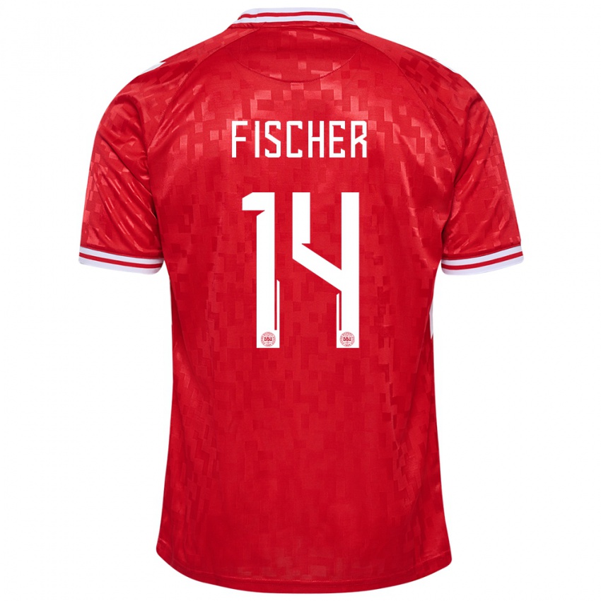 Herren Dänemark Mikkel Fischer #14 Rot Heimtrikot Trikot 24-26 T-Shirt Österreich