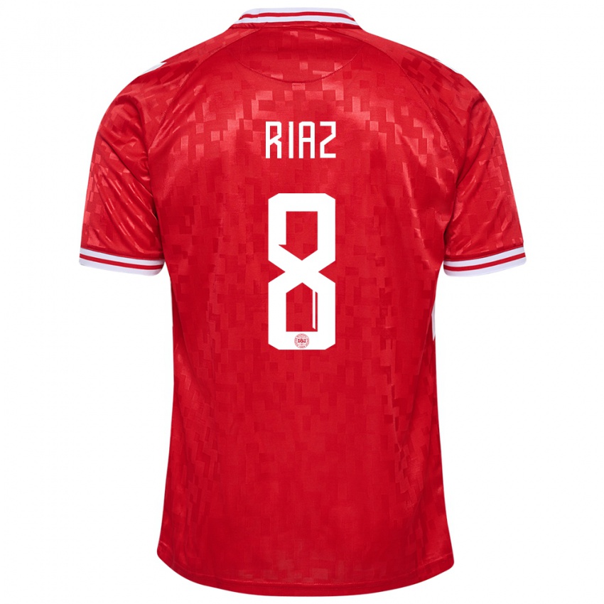 Herren Dänemark Danial Riaz #8 Rot Heimtrikot Trikot 24-26 T-Shirt Österreich