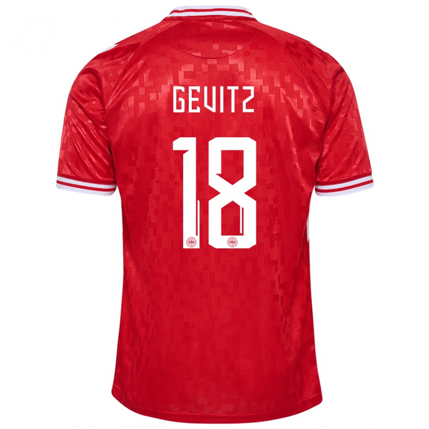 Herren Dänemark Luna Gevitz #18 Rot Heimtrikot Trikot 24-26 T-Shirt Österreich