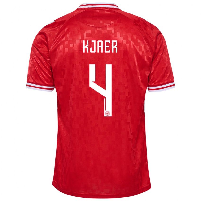 Herren Dänemark Simon Kjaer #4 Rot Heimtrikot Trikot 24-26 T-Shirt Österreich