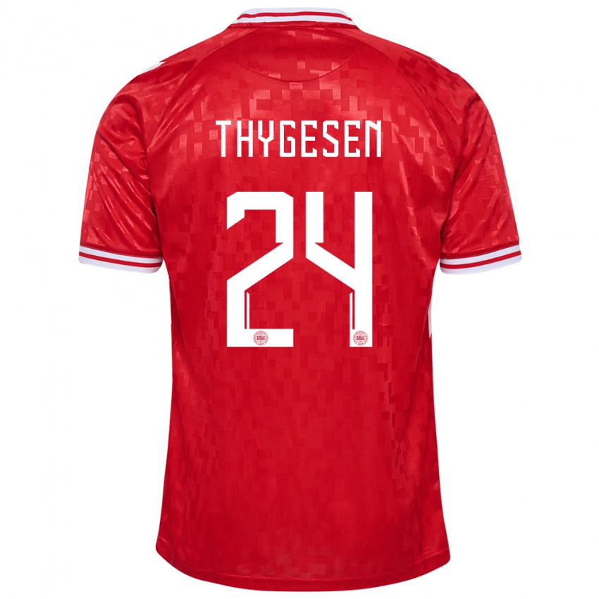 Herren Dänemark Sarah Thygesen #24 Rot Heimtrikot Trikot 24-26 T-Shirt Österreich