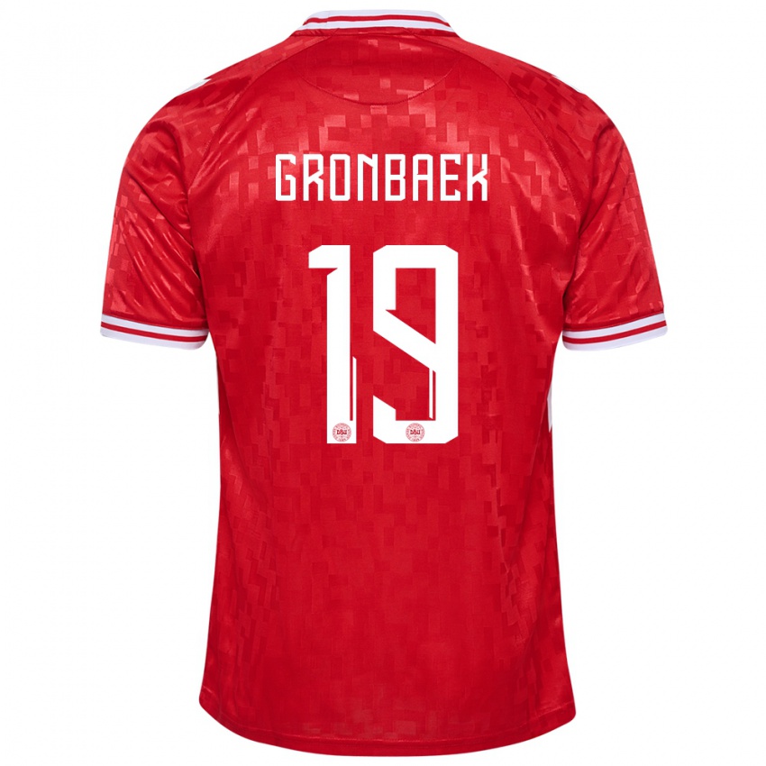 Herren Dänemark Albert Gronbaek #19 Rot Heimtrikot Trikot 24-26 T-Shirt Österreich