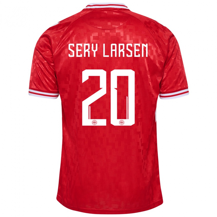 Herren Dänemark Japhet Sery Larsen #20 Rot Heimtrikot Trikot 24-26 T-Shirt Österreich