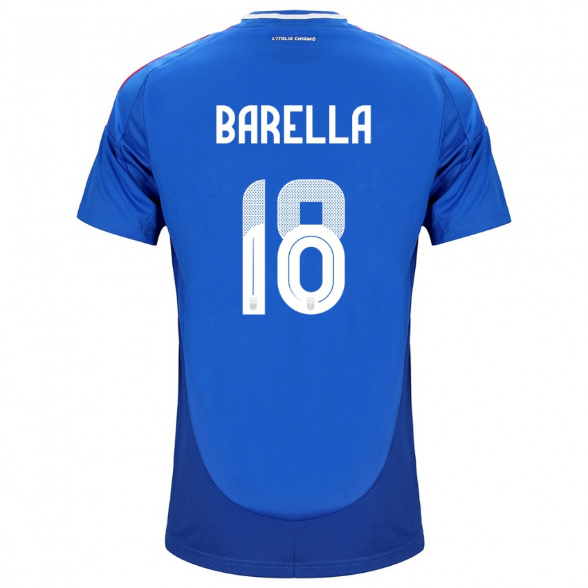 Herren Italien Nicolò Barella #18 Blau Heimtrikot Trikot 24-26 T-Shirt Österreich