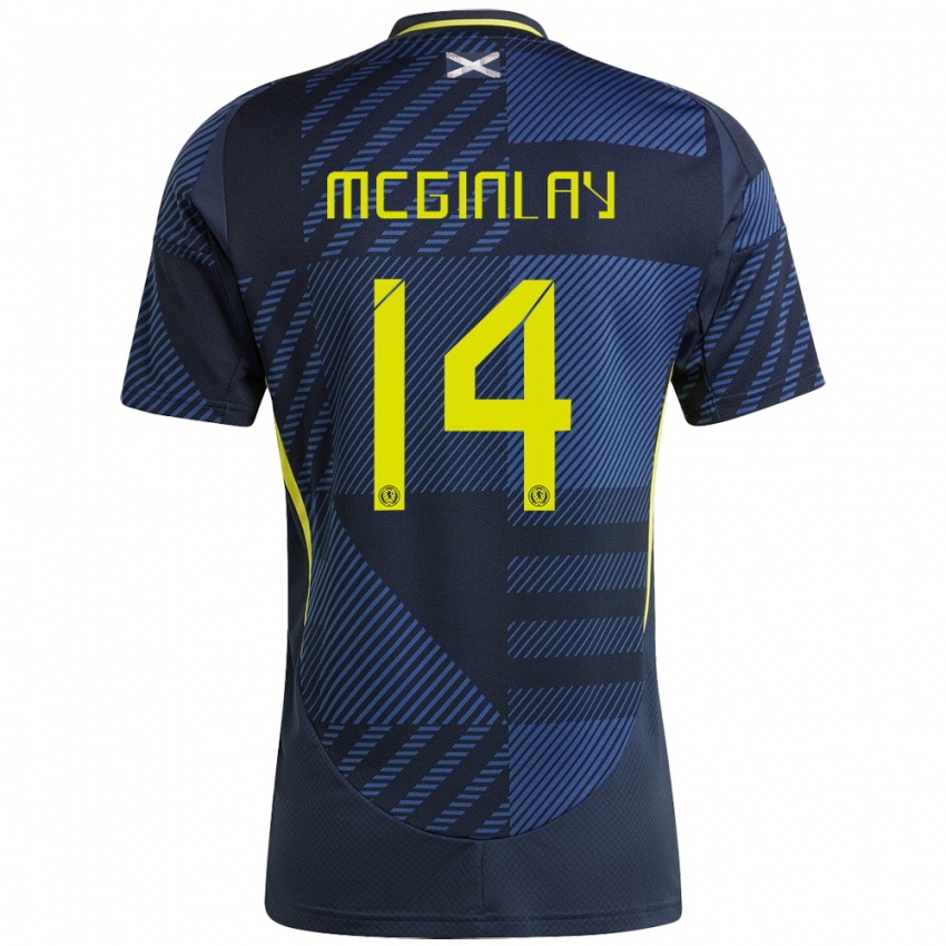 Herren Schottland Aiden Mcginlay #14 Dunkelblau Heimtrikot Trikot 24-26 T-Shirt Österreich