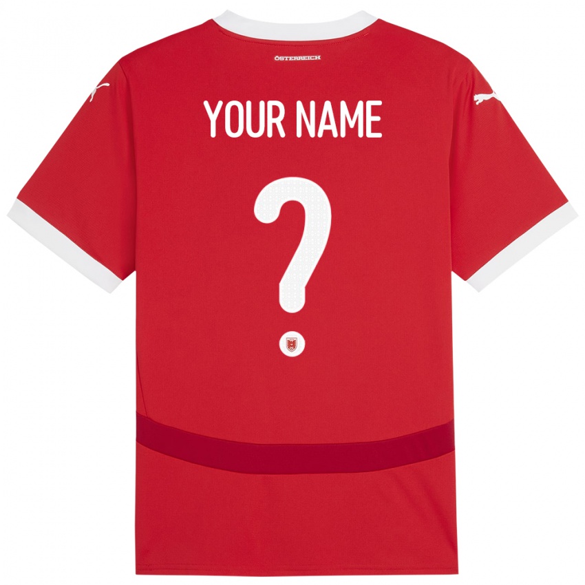 Herren Österreich Ihren Namen #0 Rot Heimtrikot Trikot 24-26 T-Shirt Österreich