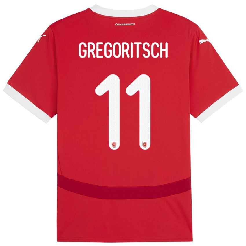Herren Österreich Michael Gregoritsch #11 Rot Heimtrikot Trikot 24-26 T-Shirt Österreich