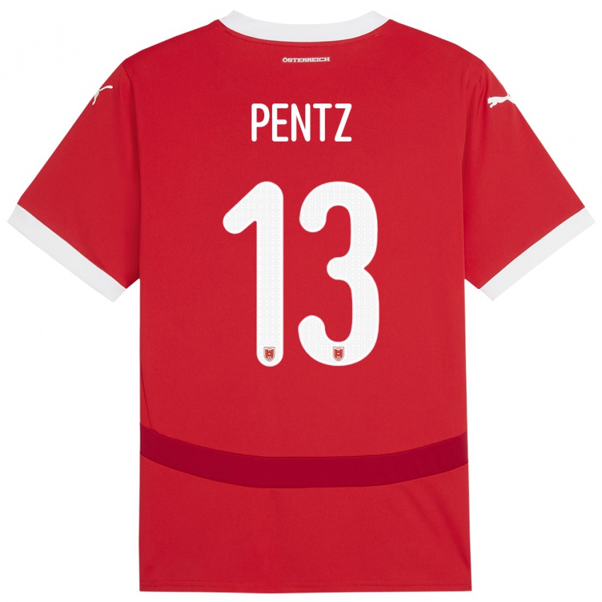 Herren Österreich Patrick Pentz #13 Rot Heimtrikot Trikot 24-26 T-Shirt Österreich