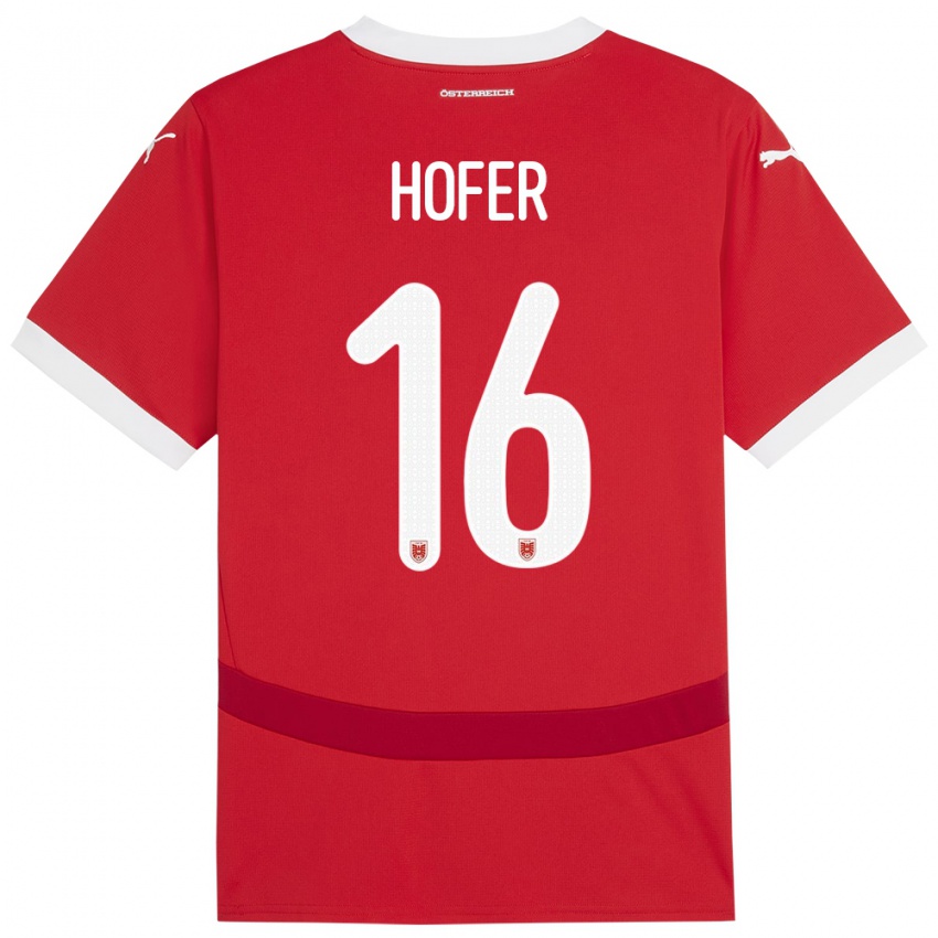 Herren Österreich Raphael Hofer #16 Rot Heimtrikot Trikot 24-26 T-Shirt Österreich