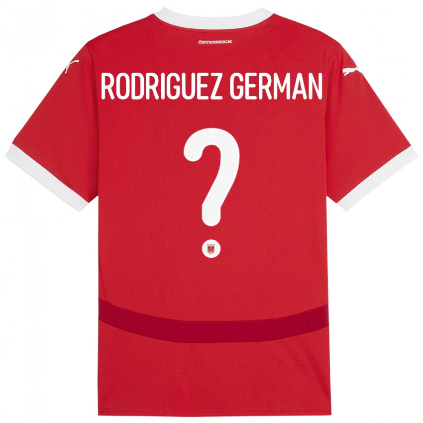 Herren Österreich Ryan Rodriguez German #0 Rot Heimtrikot Trikot 24-26 T-Shirt Österreich