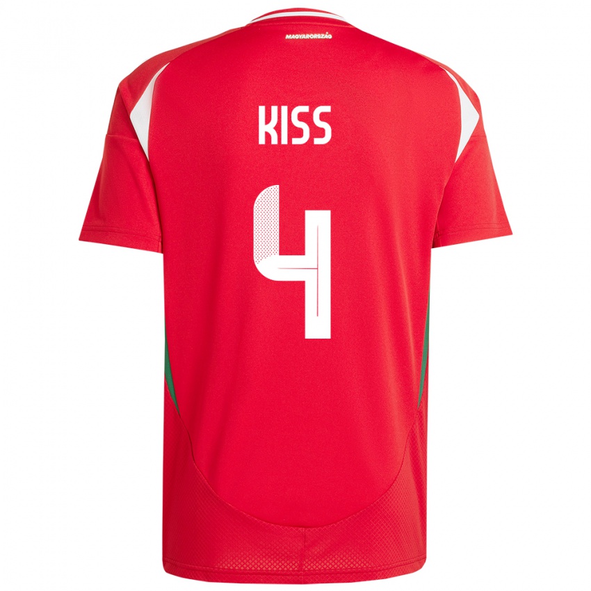 Herren Ungarn Bálint Kiss #4 Rot Heimtrikot Trikot 24-26 T-Shirt Österreich