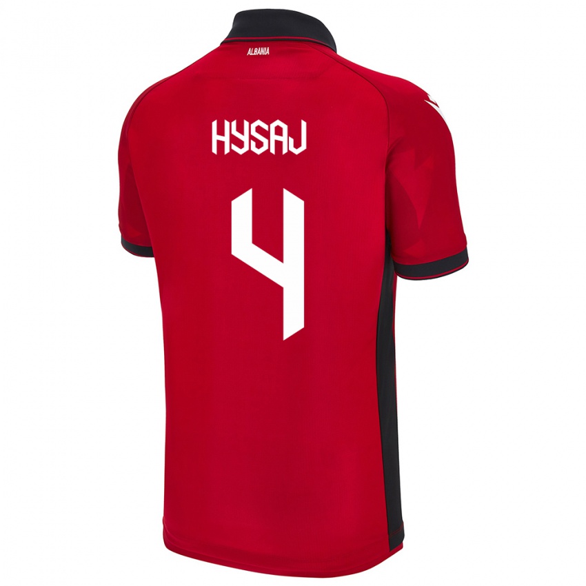 Herren Albanien Elseid Hysaj #4 Rot Heimtrikot Trikot 24-26 T-Shirt Österreich