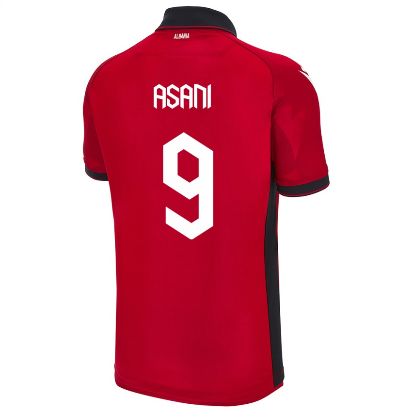 Herren Albanien Jasir Asani #9 Rot Heimtrikot Trikot 24-26 T-Shirt Österreich