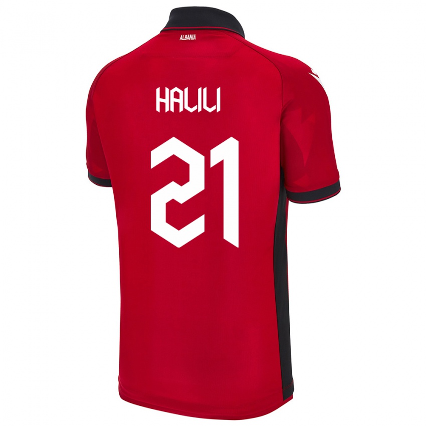 Herren Albanien Renato Halili #21 Rot Heimtrikot Trikot 24-26 T-Shirt Österreich