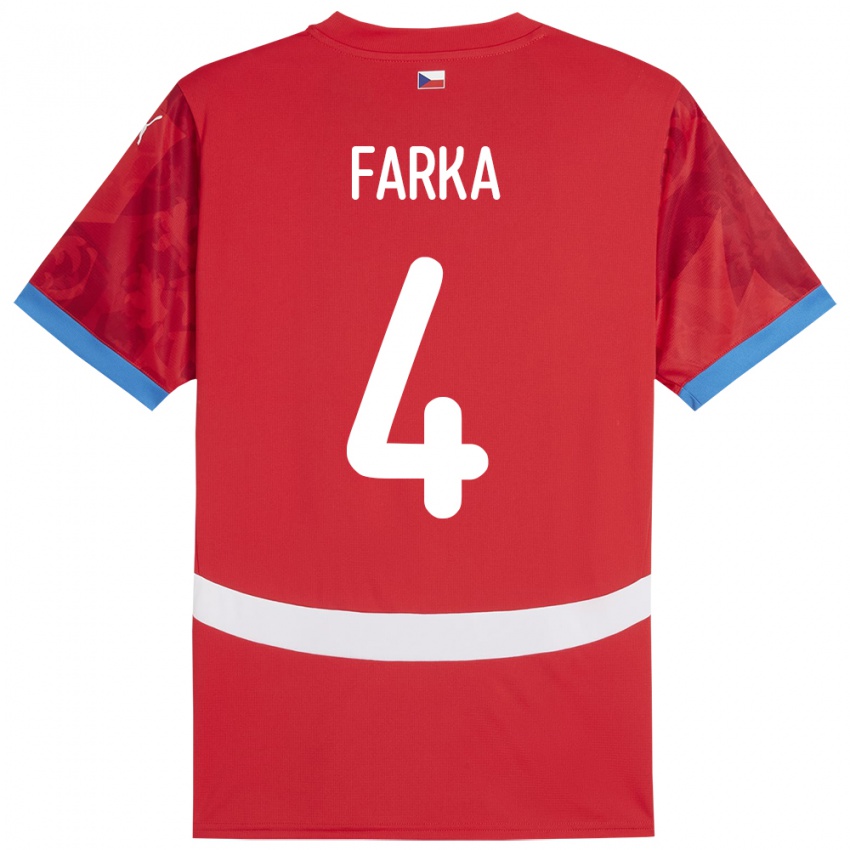 Herren Tschechien Dominik Farka #4 Rot Heimtrikot Trikot 24-26 T-Shirt Österreich