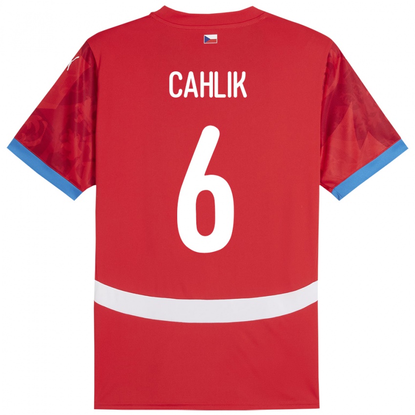 Herren Tschechien Jakub Cahlik #6 Rot Heimtrikot Trikot 24-26 T-Shirt Österreich