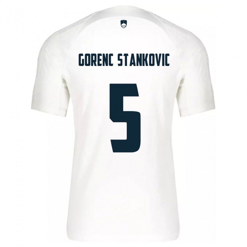 Herren Slowenien Jon Gorenc Stankovic #5 Weiß Heimtrikot Trikot 24-26 T-Shirt Österreich