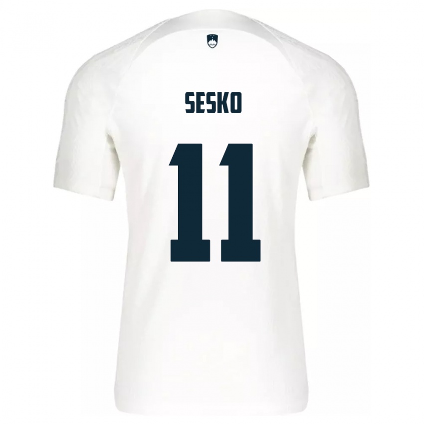 Herren Slowenien Benjamin Sesko #11 Weiß Heimtrikot Trikot 24-26 T-Shirt Österreich