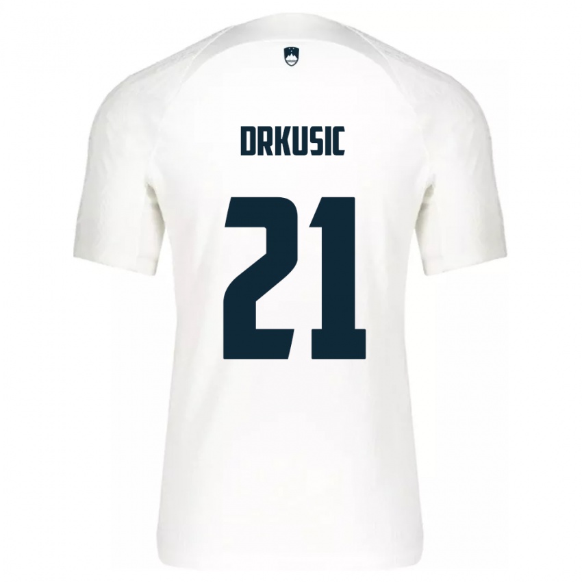 Herren Slowenien Vanja Drkusic #21 Weiß Heimtrikot Trikot 24-26 T-Shirt Österreich