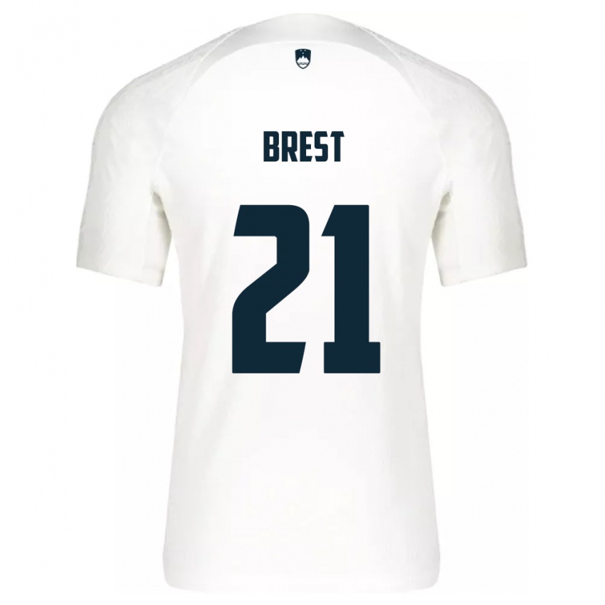 Herren Slowenien Marko Brest #21 Weiß Heimtrikot Trikot 24-26 T-Shirt Österreich