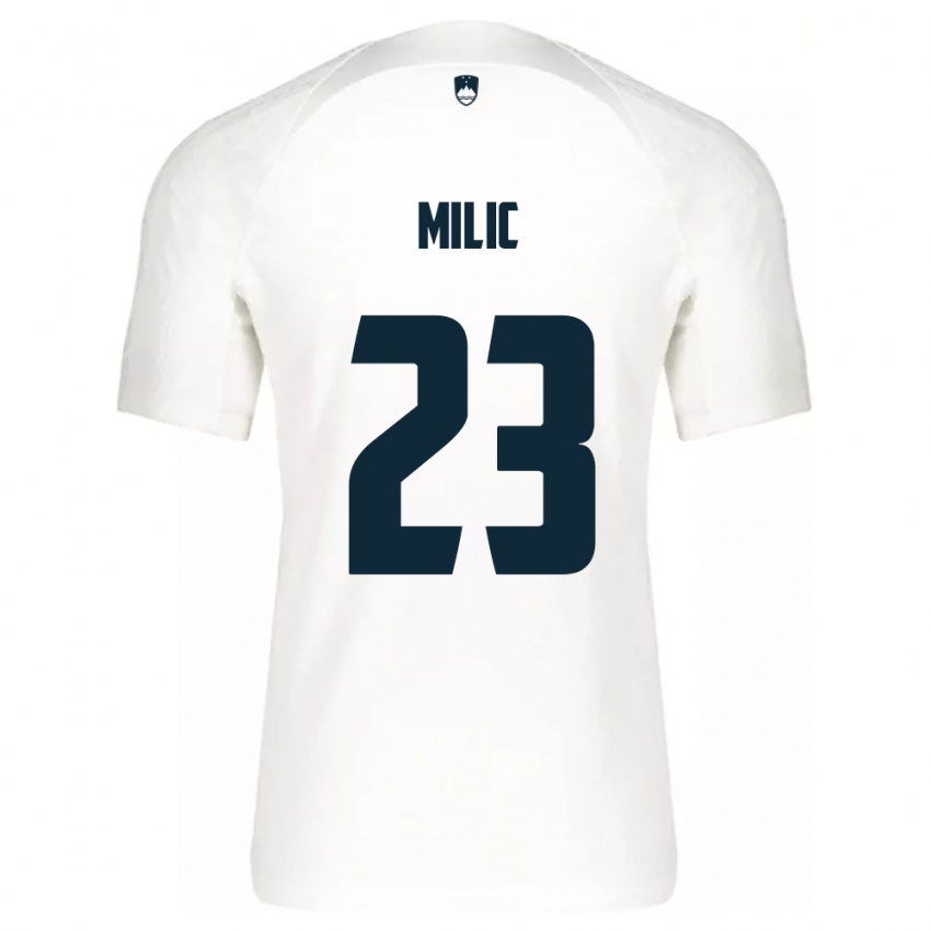Herren Slowenien Nino Milic #23 Weiß Heimtrikot Trikot 24-26 T-Shirt Österreich