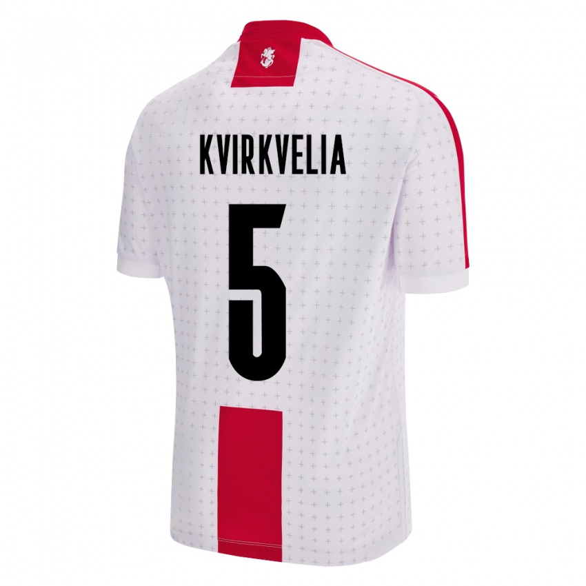 Herren Georgien Solomon Kvirkvelia #5 Weiß Heimtrikot Trikot 24-26 T-Shirt Österreich