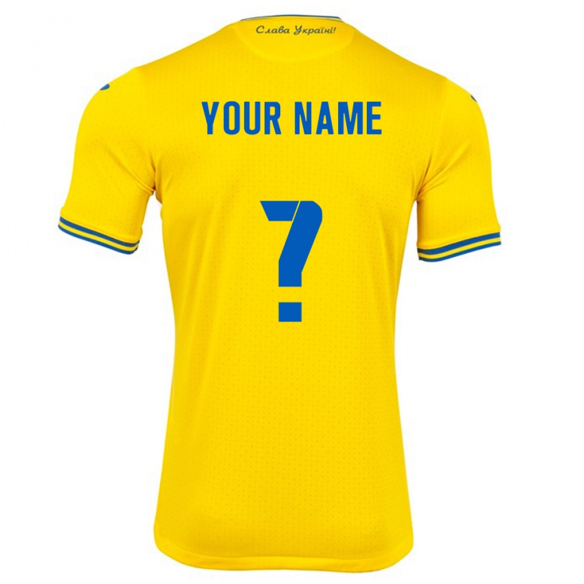 Herren Ukraine Ihren Namen #0 Gelb Heimtrikot Trikot 24-26 T-Shirt Österreich