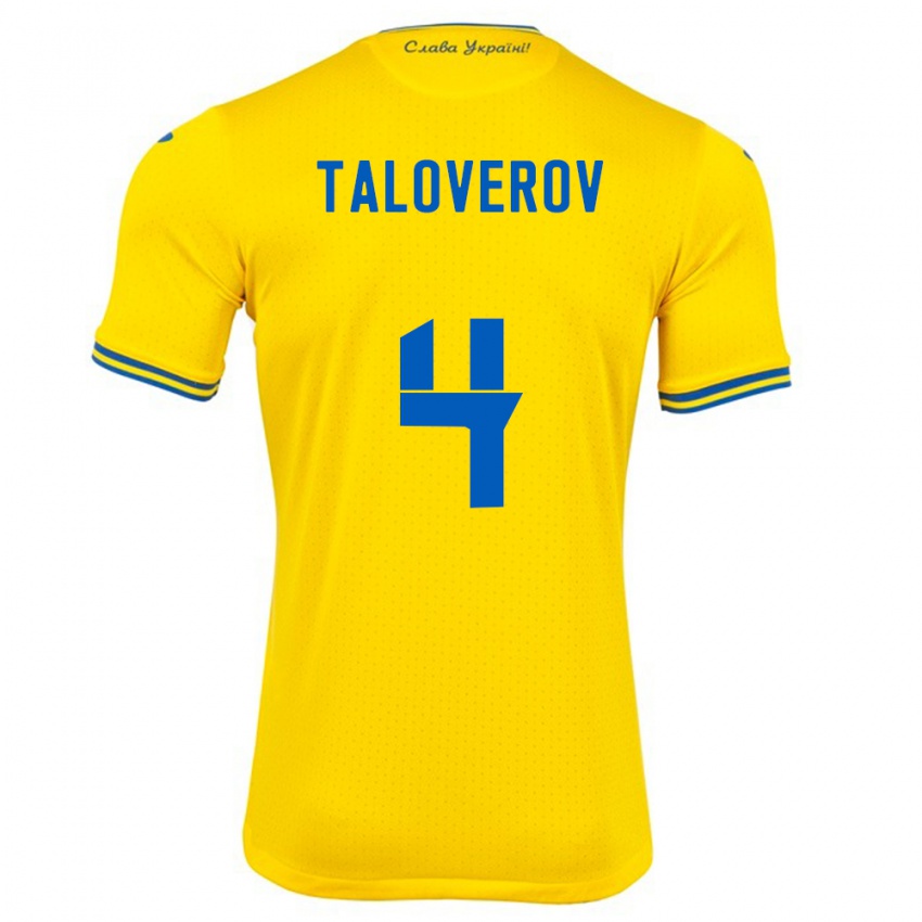 Herren Ukraine Maksym Taloverov #4 Gelb Heimtrikot Trikot 24-26 T-Shirt Österreich