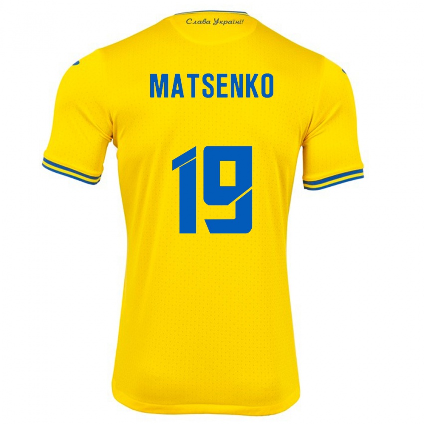 Herren Ukraine Yegor Matsenko #19 Gelb Heimtrikot Trikot 24-26 T-Shirt Österreich