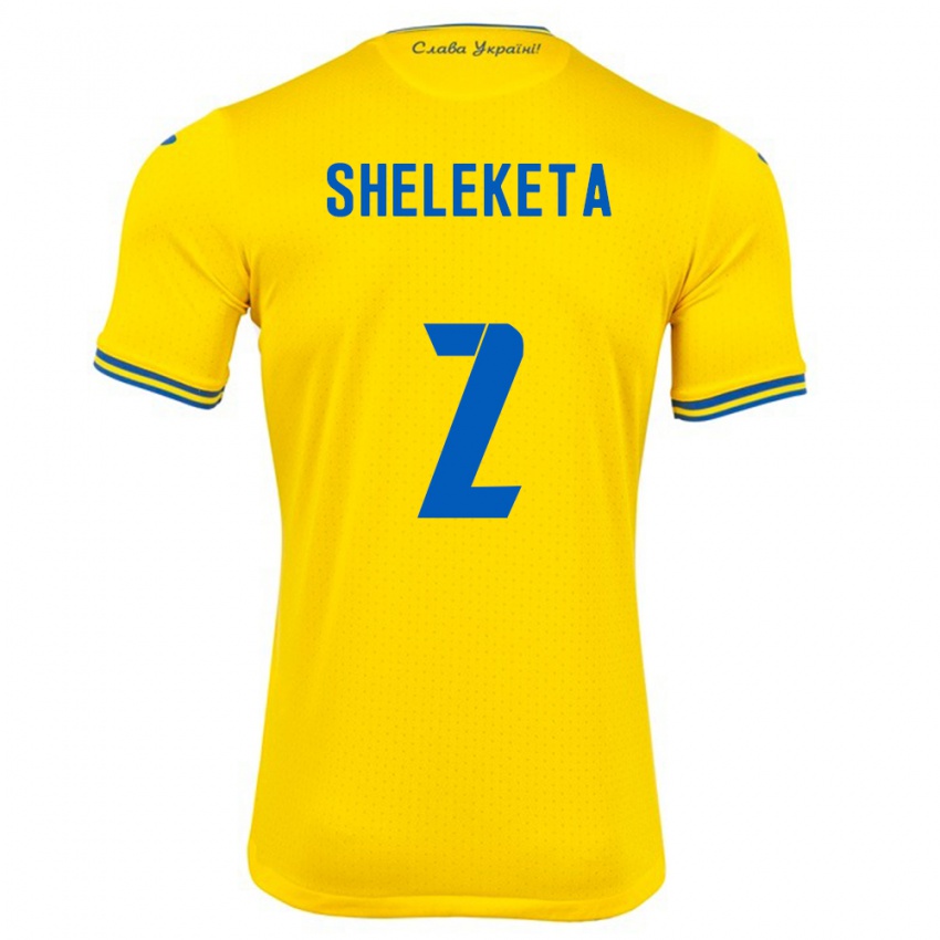 Herren Ukraine Mykyta Sheleketa #2 Gelb Heimtrikot Trikot 24-26 T-Shirt Österreich