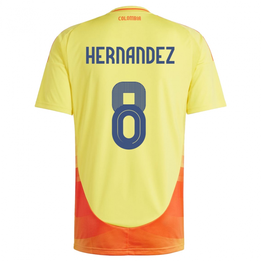 Herren Kolumbien Natalia Hernández #8 Gelb Heimtrikot Trikot 24-26 T-Shirt Österreich