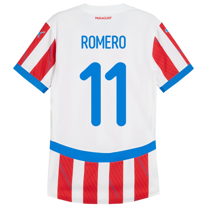 Herren Paraguay Ángel Romero #11 Weiß Rot Heimtrikot Trikot 24-26 T-Shirt Österreich