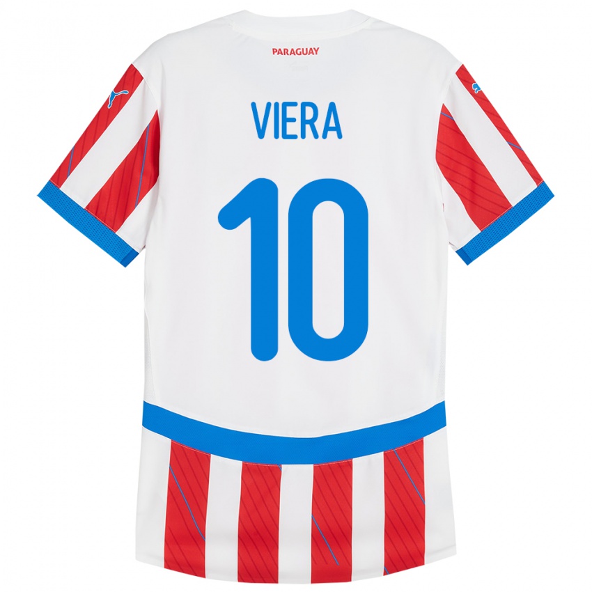 Herren Paraguay Wílder Viera #10 Weiß Rot Heimtrikot Trikot 24-26 T-Shirt Österreich