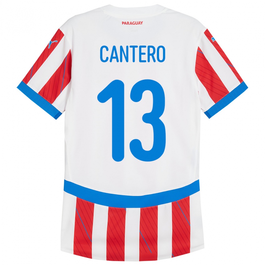 Herren Paraguay Alexis Cantero #13 Weiß Rot Heimtrikot Trikot 24-26 T-Shirt Österreich