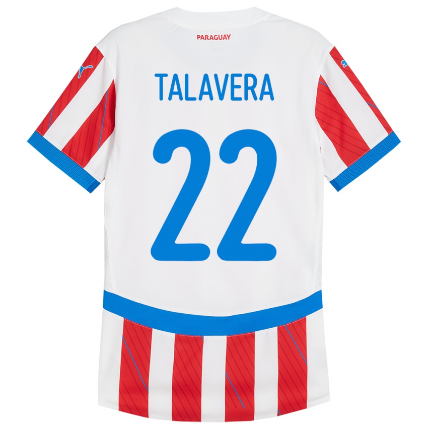 Herren Paraguay Javier Talavera #22 Weiß Rot Heimtrikot Trikot 24-26 T-Shirt Österreich